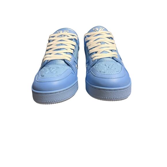 Louis Vuitton LV Trainer Sneakers Blue Embossed Monogram Size 9.5LV US 10.5-11.5 - Picture 3 of 13